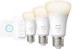 Mediamarkt: Philips Hue White Starter Pack E27 mit 3 Lampen, Dimmer und Bridge für nur 54,99 Euro statt 73,99 Euro bei Idealo