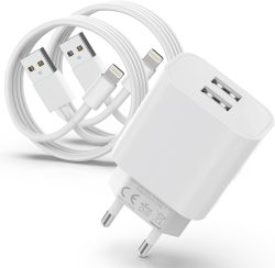 Amazon: ZNBTCY Dual Port USB A Ladegerät + 2er Pack Apple Lightning Ladekabel mit Gutschein für nur 4,98 Euro statt 16,90 Euro