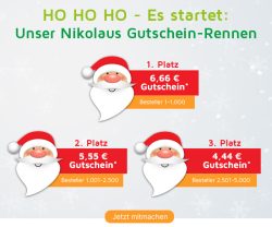 Voelkner: Nikolaus Gutschein-Rennen – Bis zu 6,66 Euro Rabatt mit Gutschein ab 49 Euro MBW