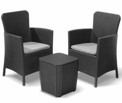 Allibert Miami Balkonset mit Tisch mit Stauraum + zwei Stühle inkl. Sitzkissen für 128,90 € (159,95 € Idealo) @iBOOD