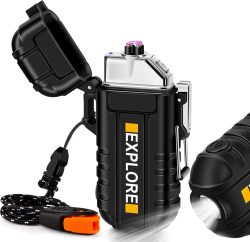 Amazon: LcFun elektrisches wiederaufladbares Outdoor Survival-Feuerzeug mit LED Taschenlampe mit Gutschein für nur 9,99 Euro statt 19,99