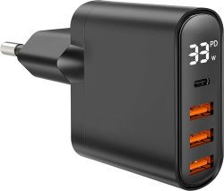 Amazon: LIFOCI 33W Schnellladegerät mit 1 Port USB C und 3 Port USB A und LED Display mit Coupon und Gutschein für nur 10,79 Euro statt 23,99 Euro
