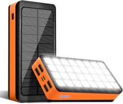 Amazon: PSOOO 30000mAh Solar Powerbank mit 32 LEDs Taschenlampe mit Coupon für nur 13,49 Euro statt 26,99 Euro