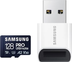 Amazon: Samsung PRO Ultimate 128 GB microSD-Karte + USB-Kartenleser für nur 17,99 Euro statt 24,90 Euro bei Idealo