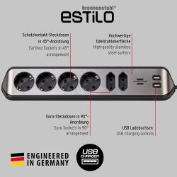 Brennenstuhl 6-fach Ecksteckdosenleiste mit 2-USB Ladebuchsen für 23,69 € (33,63 € Idealo) @Amazon