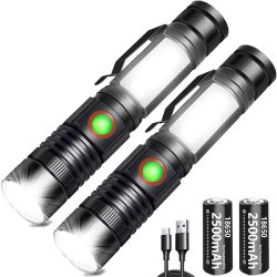 Amazon: 2er Pack REHKITTZ  wiederaufladbare 2000 Lumen LED Taschenlampen mit 2 Stück 2500mAh Akkus mit Coupon für nur 14,39 Euro statt 23,99 Euro