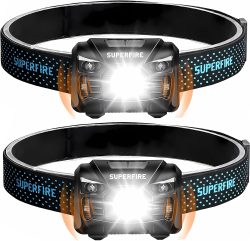 Amazon: 2er Pack SuperFire wiederaufladbare LED Stirnlampen mit 5 Lichtmodi mit Gutschein für nur 14,39 Euro statt 23,99 Euro