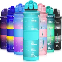 Amazon: MIKAMEE BPA-freie 1 Liter Tritan Trinkflasche mit Zeitangaben mit Gutschein für nur 7,49 Euro statt 14,98 Euro