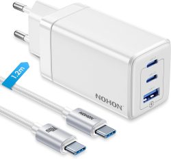Amazon: NOHON 65W GaN 3-Port Schnellladegerät + USB-C Kabel mit Coupon für nur 21,99 Euro statt 39,99 Euro