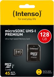 Intenso UHS-I Premium 128GB microSD Speicherkarte + Adapter für 7,77 € (11,45 € Idealo) @eBay